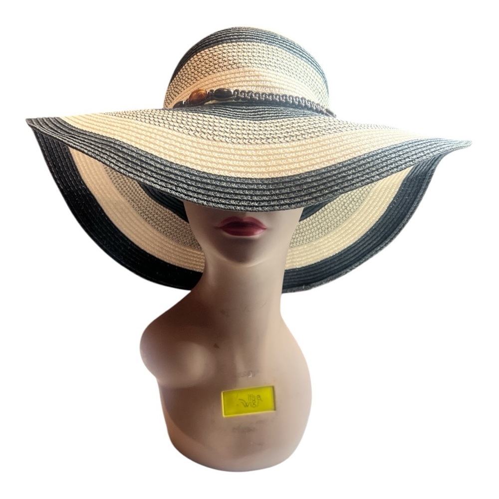 Cruise Club Stylish Floppy Black and White Wide Brim Hat